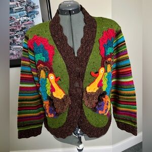 Price firm- NWT Design Options XL Thanksgiving Turkey Sweater Cardigan
